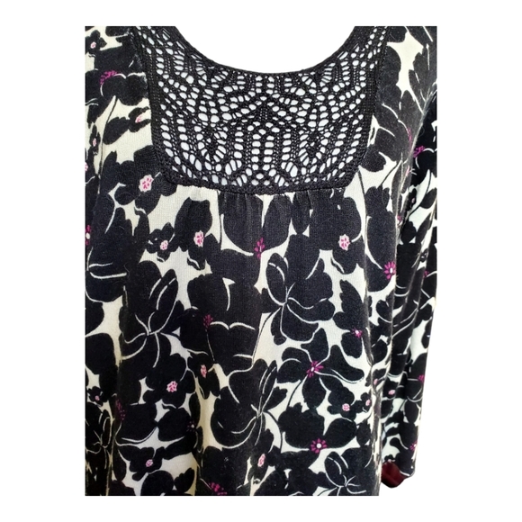 Charter Club Floral Sweater w/ Crochet - Picture 2 of 4